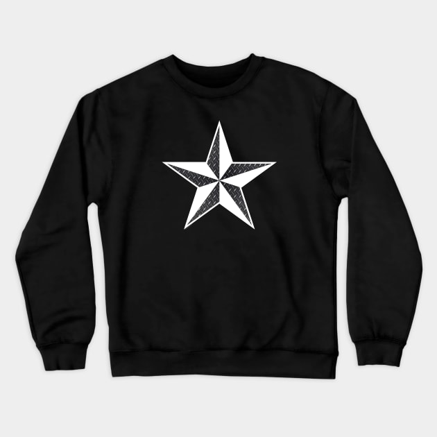 Nautical Star - Diamond Plate Crewneck Sweatshirt by RainingSpiders